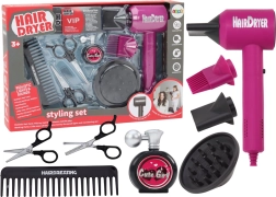 Dětská kadeřnická sada s růžovým fénem, 10 dílů