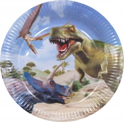 Papírové párty tácky DINO 23 cm, 6 ks