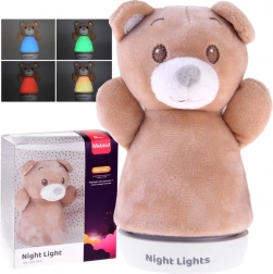 Béžový plyšový medvídek – noční lampička pro děti s měkkým povrchem