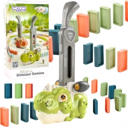 woopie elektrická lokomotiva na domino kostičky dinosaurus zelený