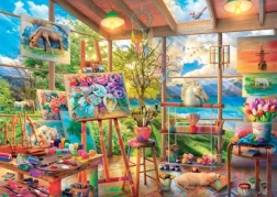 dino puzzle malířský ateliér 2000 dílků