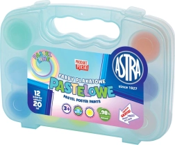 Temperové barvy ASTRA pastelové 12×20 ml v plastovém kufříku (modrý)