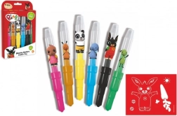 Foukací fixy BING se šablonami, 6 barev