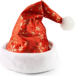 Vánoční čepice se zlatými vločkami