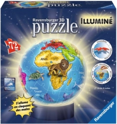 Ravensburger 3D Svítící puzzle koule Globus 72 dílků