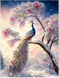 Diamentová mozaika - Páv na větvi