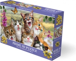 3D puzzle Smějící se kočky, 100 dílků