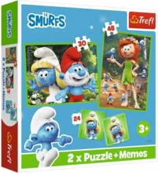 Trefl sada 3v1 ŠMOULOVÉ – puzzle a pexeso