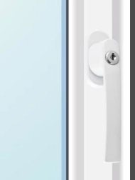 Okenní klika s uzamykáním na klíč – bílá