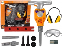 Dětská stavební sada s pneumatickým kladivem, brýlemi a sluchátky