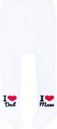 bavlněné punčocháče new baby bílé i love mum and dad
