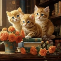 Diamantová mozaika – Tři kočky