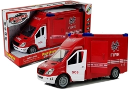 Hasičské auto s setrvačníkem, světly a zvuky, otevírací dveře