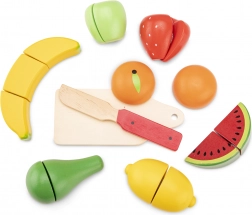 Dřevěná sada na krájení ovoce v košíku