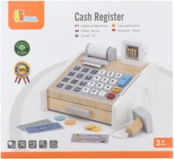 VIGA dřevěná pokladna šedo-bílá