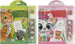 Kniha omalovánek s razítky a samolepkami