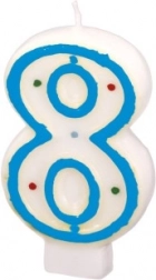 Svíčka číslo 8 s barevnými puntíky Amscan