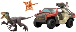 Jurassic World terénní auto s řidičem a velociraptorem