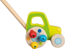 Dřevěný traktor na tyči pro děti GOKI