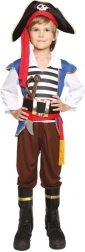 Dětský pirátský kostým s modro‑bílým topem (7–9 let)