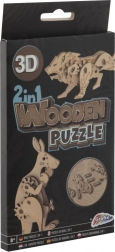 Dřevěné 3D puzzle 2v1 klokan a lev GRAFIX