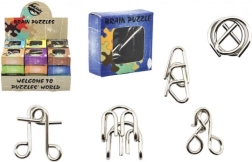 kovový hlavolam mix v krabičce 5 × 5 cm