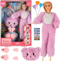 Woopie Royal panenka v kostýmu růžového medvídka – park rozptýlení