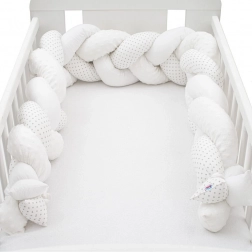 Ochranný cop do postýlky NEW BABY minka a tečky šedý