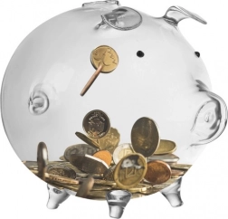 Průhledná skleněná pokladnička ve tvaru prasátka Ruhhy
