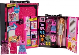 modní skříňka pro panenky růžový kufřík se sadou doplňků