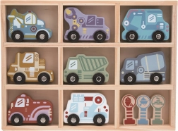 Sada dřevěných autíček s poličkou 2Kids Toys