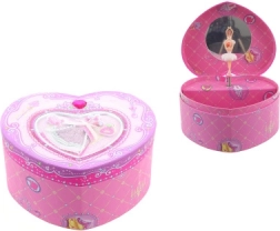 Hudební šperkovnice ve tvaru srdce s baletkou