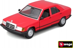 Kovový model auta Bburago 1:24 Plus 1987 Mercedes-Benz 190E červený
