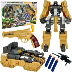 Woopie 3v1 transformující robot, tank a pistol na pěnové šipky – hnědý