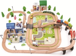2Kids Toys dřevěná vláčkodráha město a vesnice 200 dílů