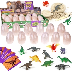 Archeologický set Dino vejce 12 ks s kartami – objev svět dinosaurů