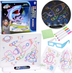 3D kouzelná kreslicí tabule s LED podsvícením, fixy a 3D brýle