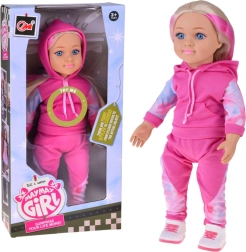 Panenka v teplákové soupravě 48 cm s dlouhými blond vlasy