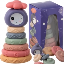 Senzorické měkké stavební kostičky pro miminka, věž MONTESSORI, 8 dílů