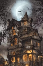 Diamantové malování strašidelný dům 30 × 40 cm