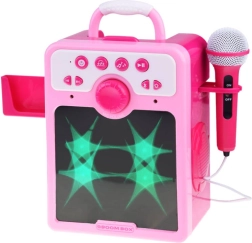 růžový karaoke boombox pro děti s mikrofonem