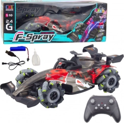 RC závodní auto 1:10 s LED světly, vodní párou a 2,4 GHz – červené