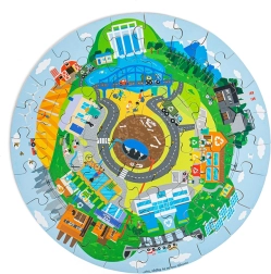 Kruhové dřevěné puzzle Recyklace – BIGJIGS TOYS
