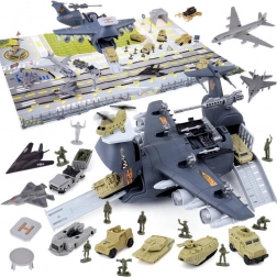 Velká vojenská letecká základna s letadlem a herní podložkou