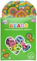 Sada barevných korálků srdíčka s provázkem 1 m