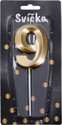 Párty svíčka číslo 9 zlatá