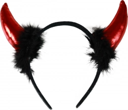 Čelenka s čertími rohy s peřím