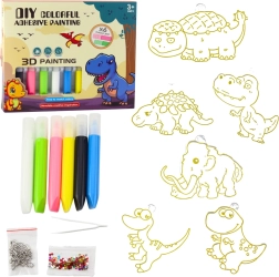 Kreativní DIY sada – vitrážové přívěsky dinosauři se 6 gelovými fixy