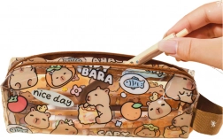 Malý průhledný školní penál Kapibara 19cm