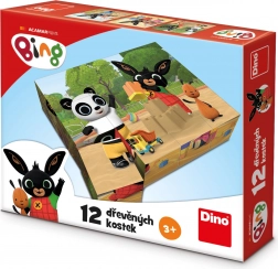 Dřevěné kostky BING 12 ks – licenční 3D puzzle a stavebnice
